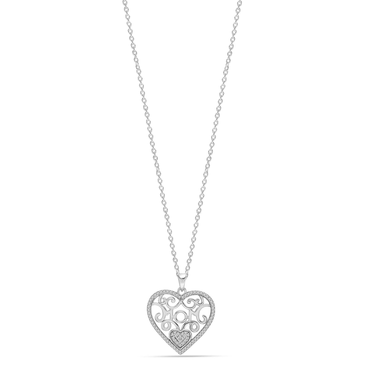 925 Sterling Silver Jewelry Dainty Two-Tone Heart Pendant Necklace with Cable Chain for Teen Women 18+2" Inch