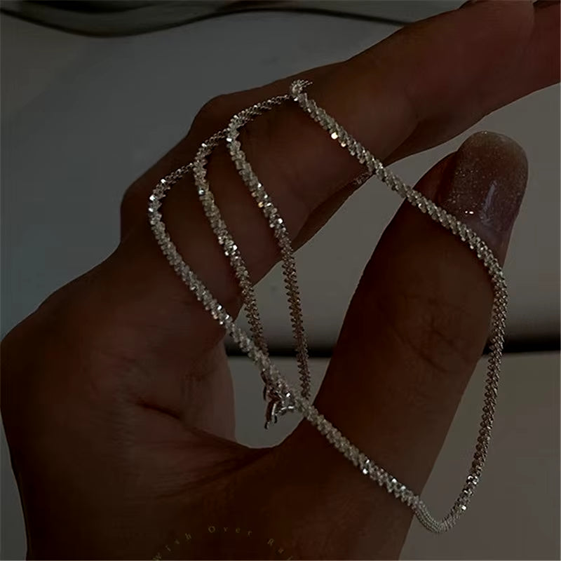 Popular Sparkling Necklace for Women Clavicle Chain Choker Fashion Jewelry Wedding Party Birthday Gift