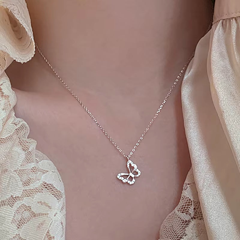 Pink Heart Pendant Necklace for Women Lovers Rhinestione Clavicle Chain Chocker Female Cute Crystal Moonstone Jewlery Gifts