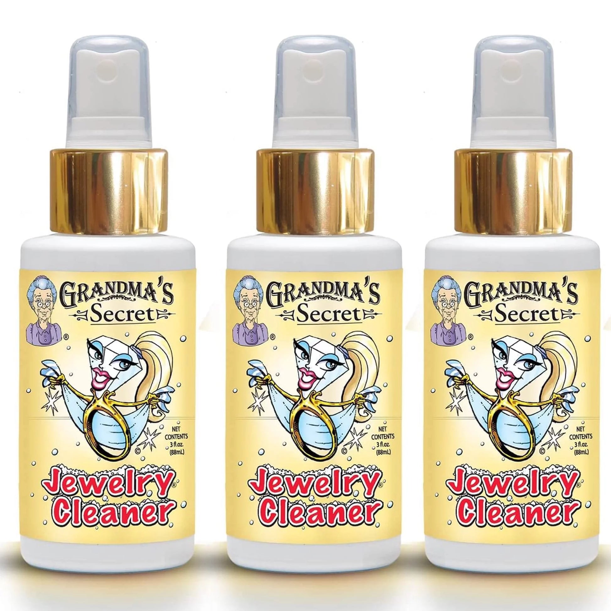 Grandma’S Secret Jewelry Cleaner Spray Gold Silver Cleaning Solution Tarnish Remover 3Oz 3 Pack