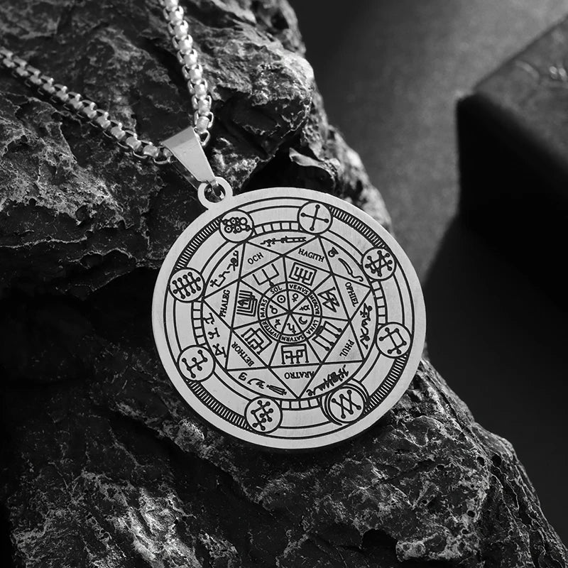 Vintage Compass Medal Pendant Stainless Steel Necklace Mens High Quality round Hip Hop Trend Jewelry Gifts Wholesale