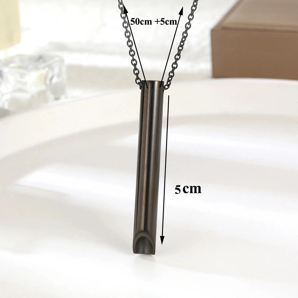 Stainless Steel Anxiety Breathing Necklace for Women Stress Relief Meditation Necklaces Yoga Ritual Female Waterproof Jewelry